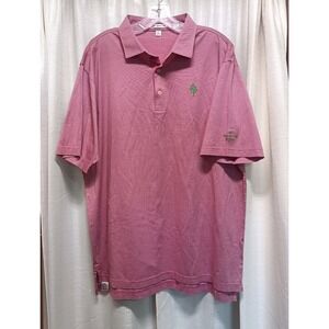 Peter Millar Men's Size XL Red Striped Harvest Cup 2013 Embroidered‎ Polo Shirt
